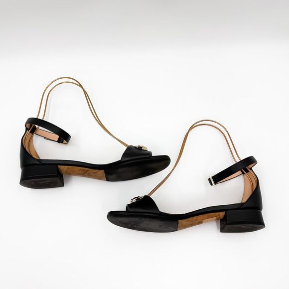 Gucci Horsebit Black Leather Sandals Low Heel Size 37.5, 7.5 - Picture 5 of 15
